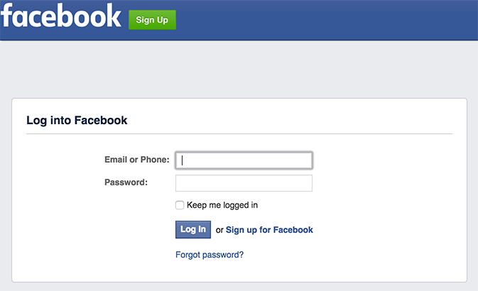 Social network login dialog