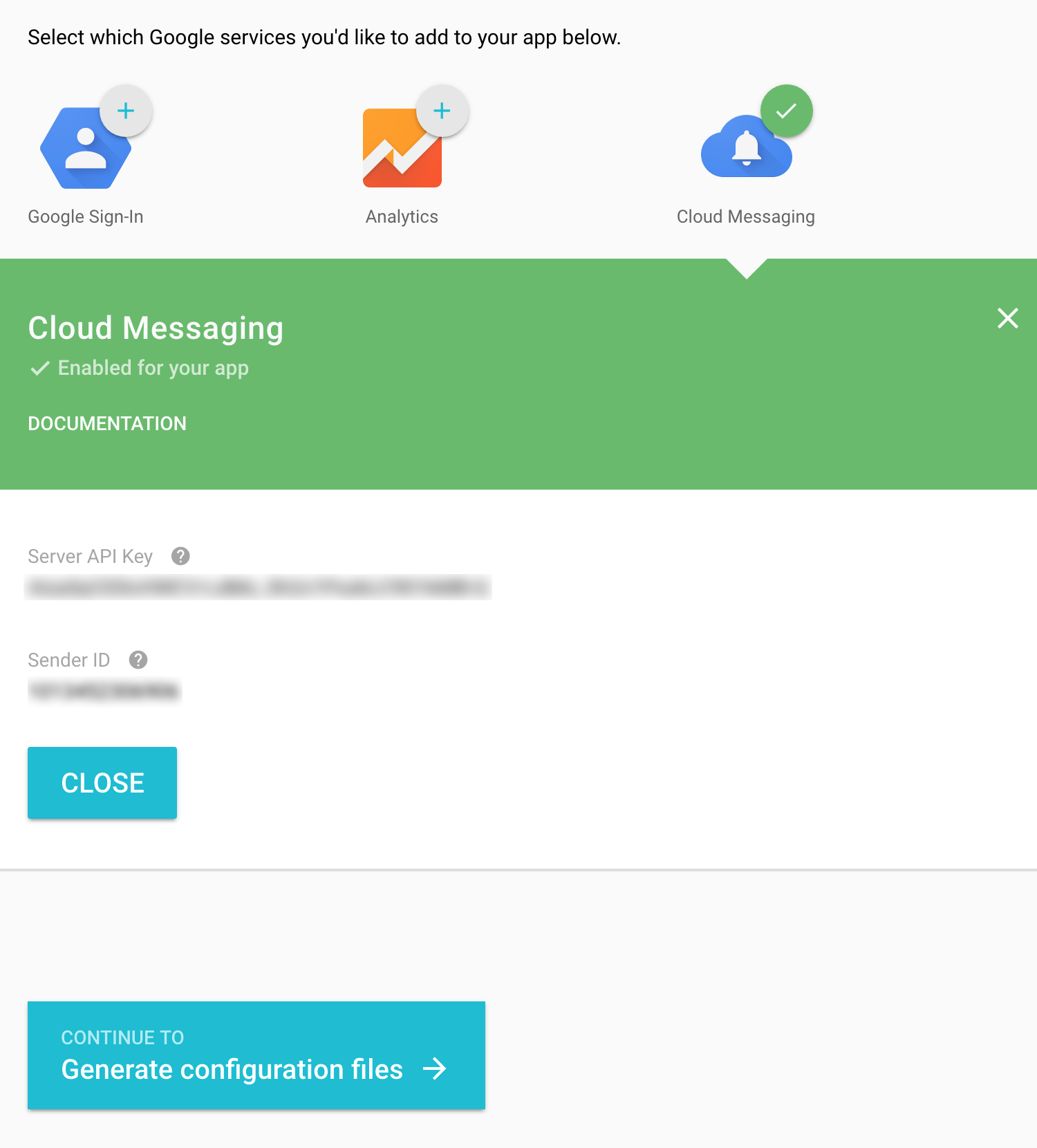Google Cloud Messaging Server API Key and Sender ID